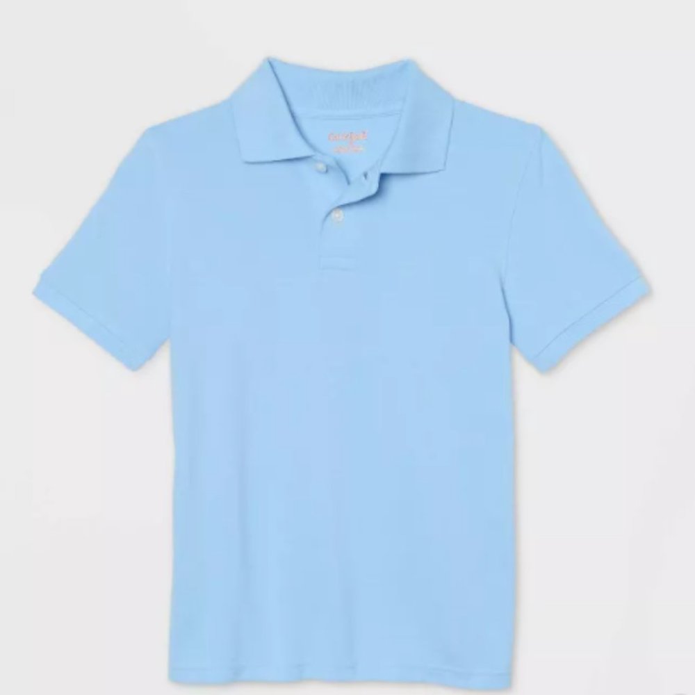 Boys' Light Blue Polo Uniform Shirt - Size M